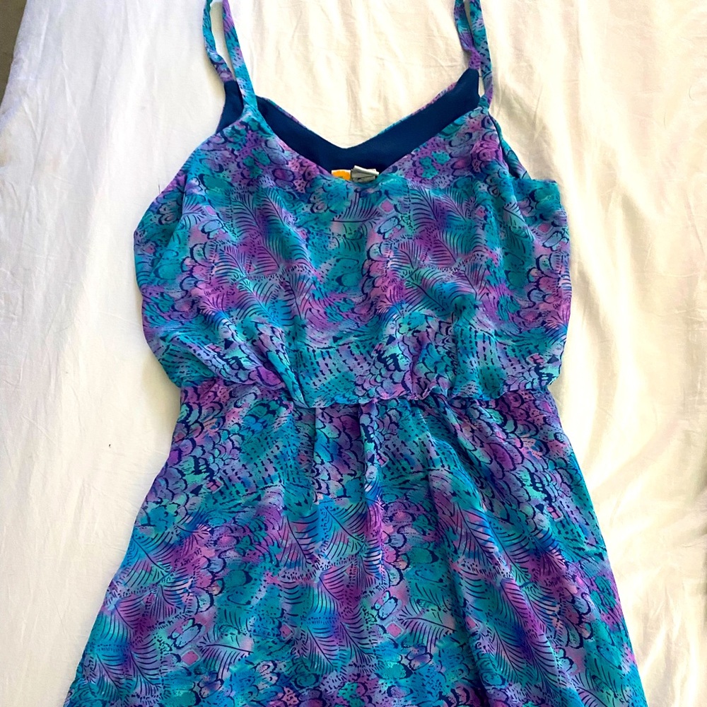 Casual blue, and purple Summer dress